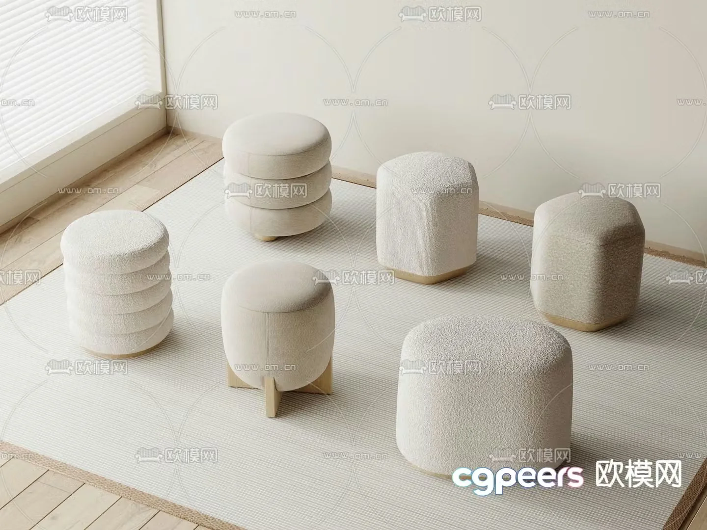 Sofa stool round stool low stool 3d model