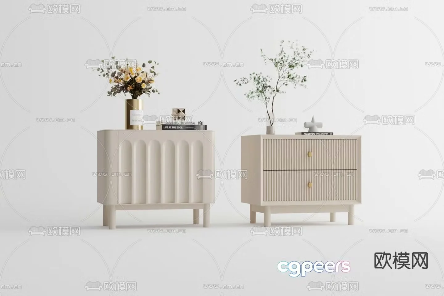 Cream style bedside table 3d model