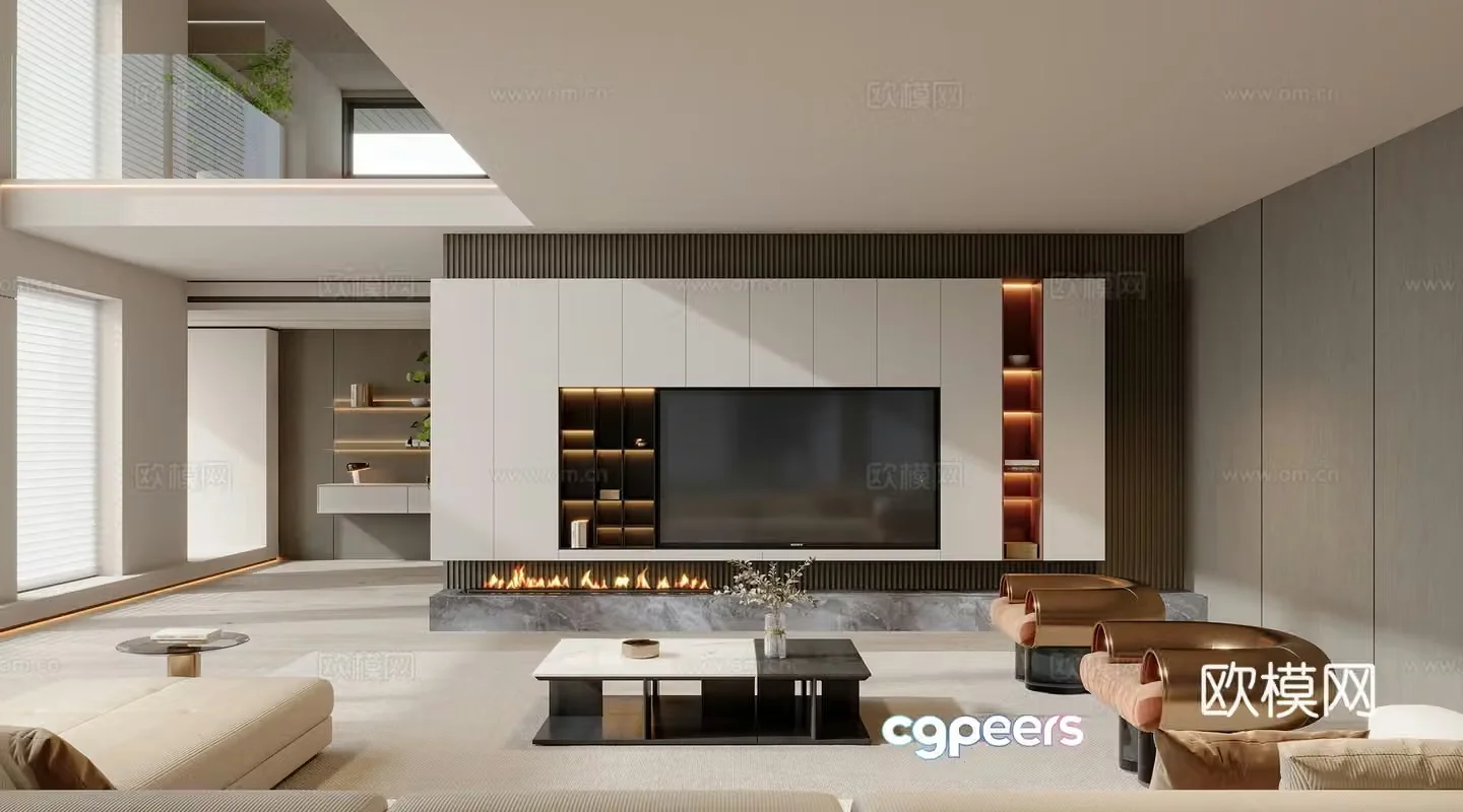 Modern villa living room 3d model