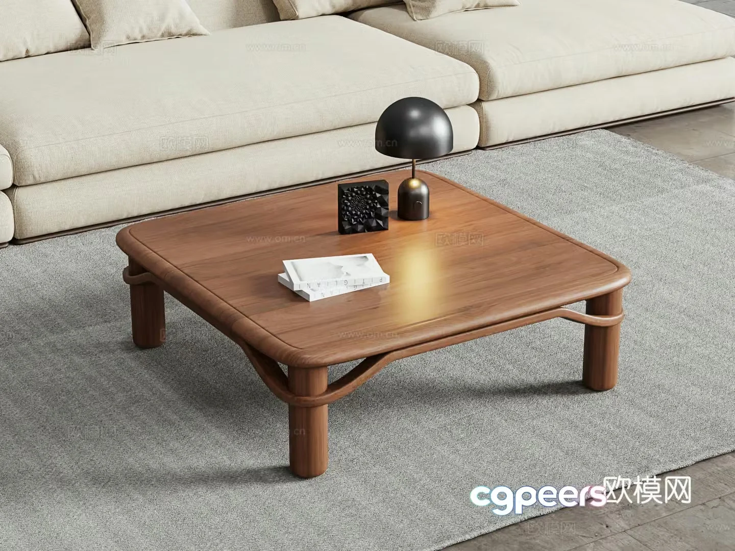 Modern solid wood coffee table 3D model