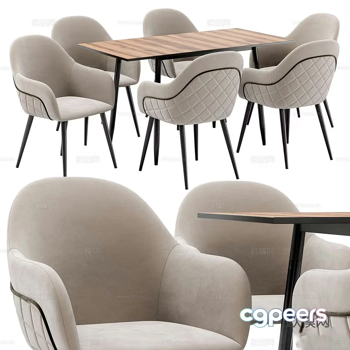 New Chinese style light luxury dining table and chair 3D model