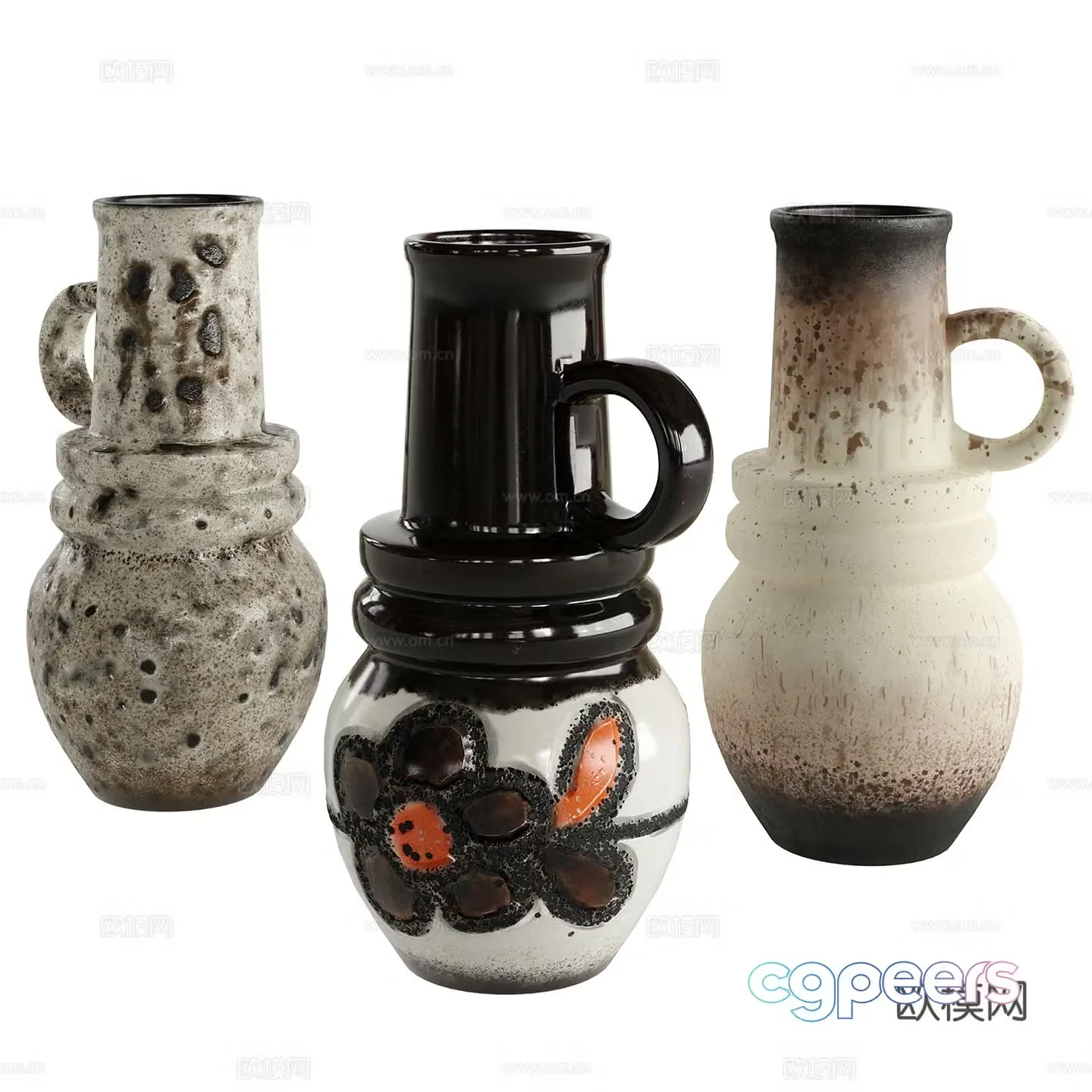viennese clay pot vase 3d model