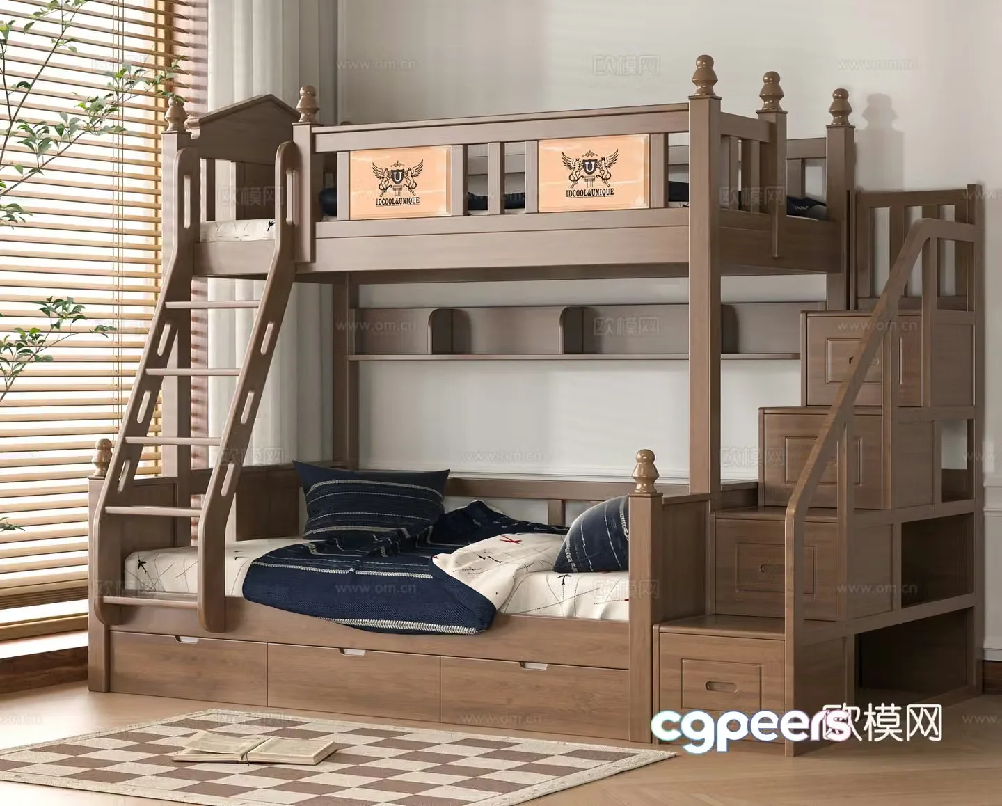 Modern solid wood 3D model