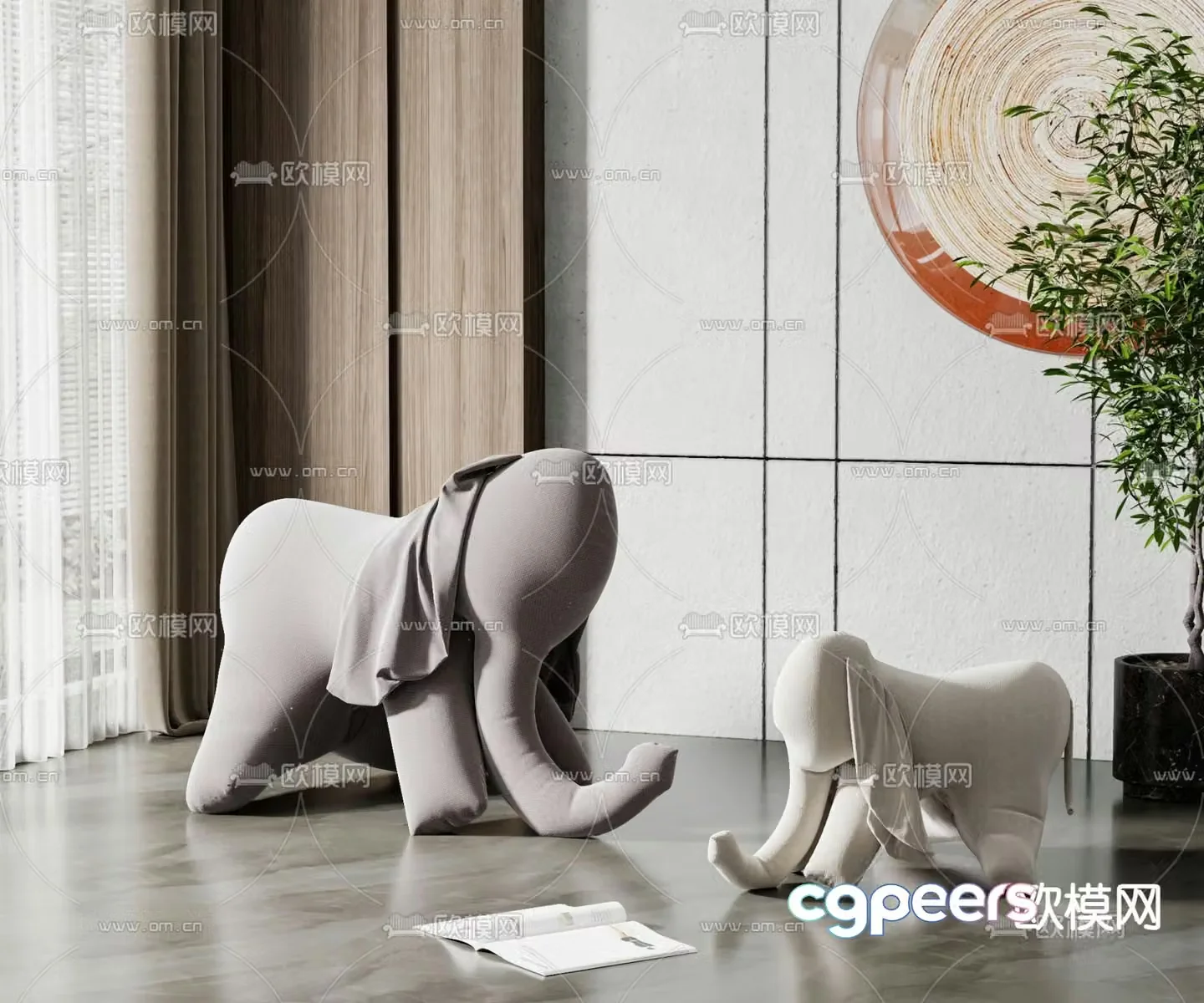 Modern elephant doll toy ornament 3d model