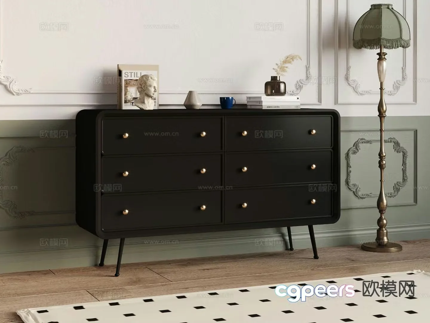 French retro entryway cabinet 3d model