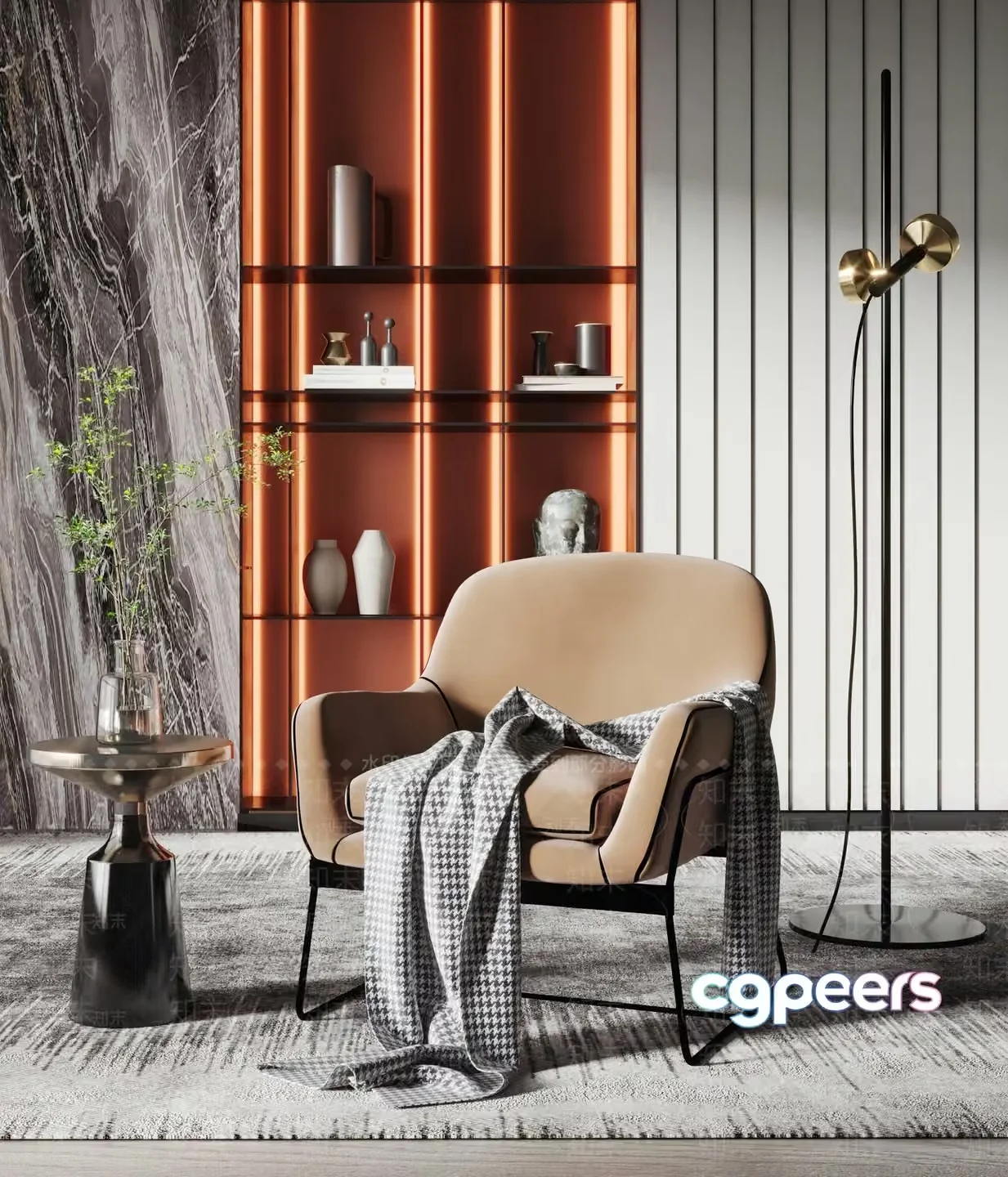 Modern Living Room 3D Model – 22050 – VRAY Render