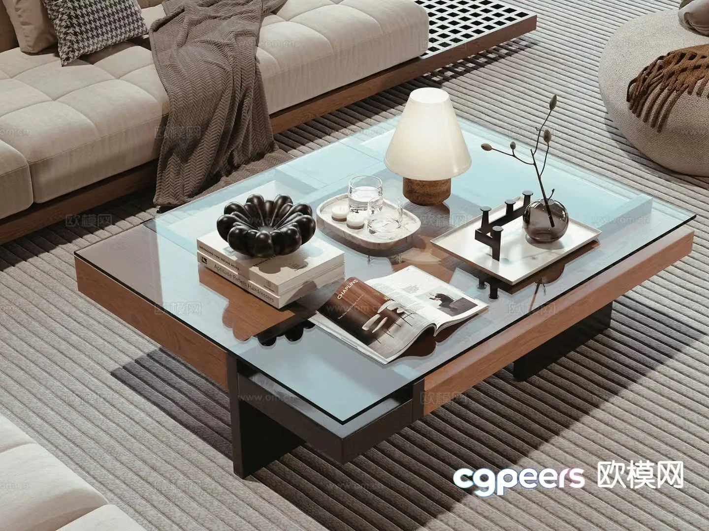 Modern square coffee table 3d model
