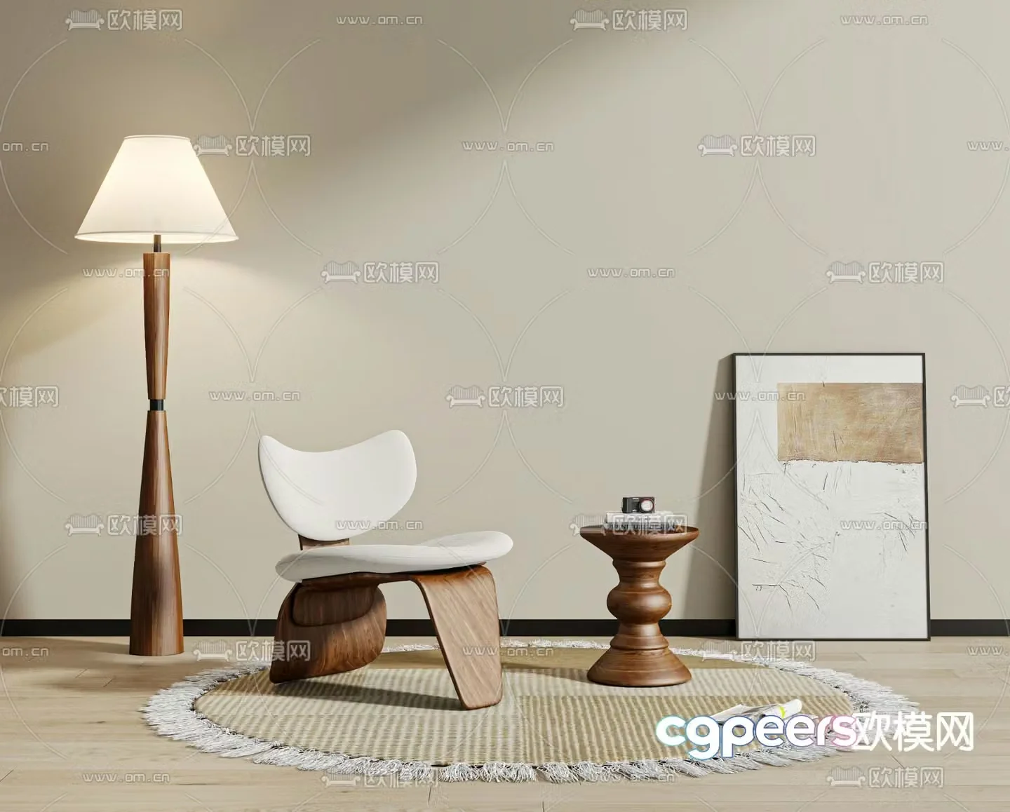 Wabi-sabi style leisure chair 3d model