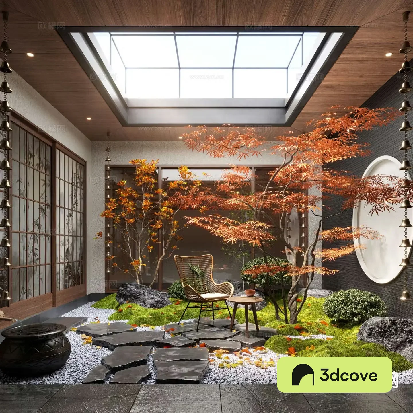 New Chinese Zen Patio Courtyard Landscape