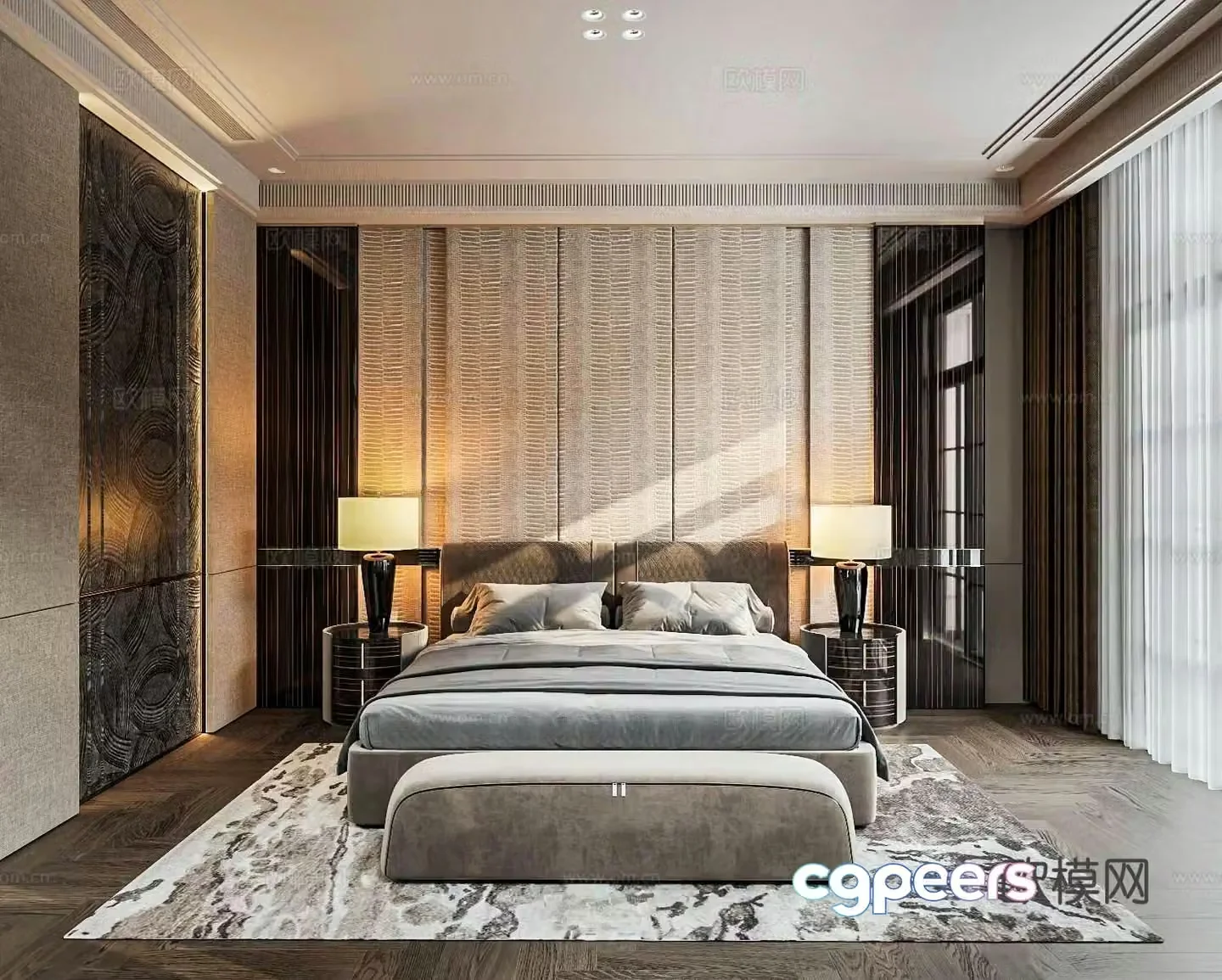 Light luxury bedroom master bedroom 3d model