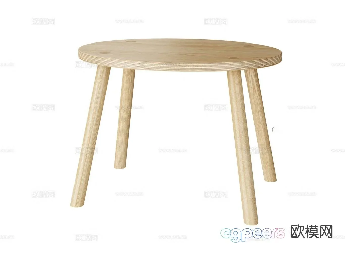 solid wood dining table round table 3d model