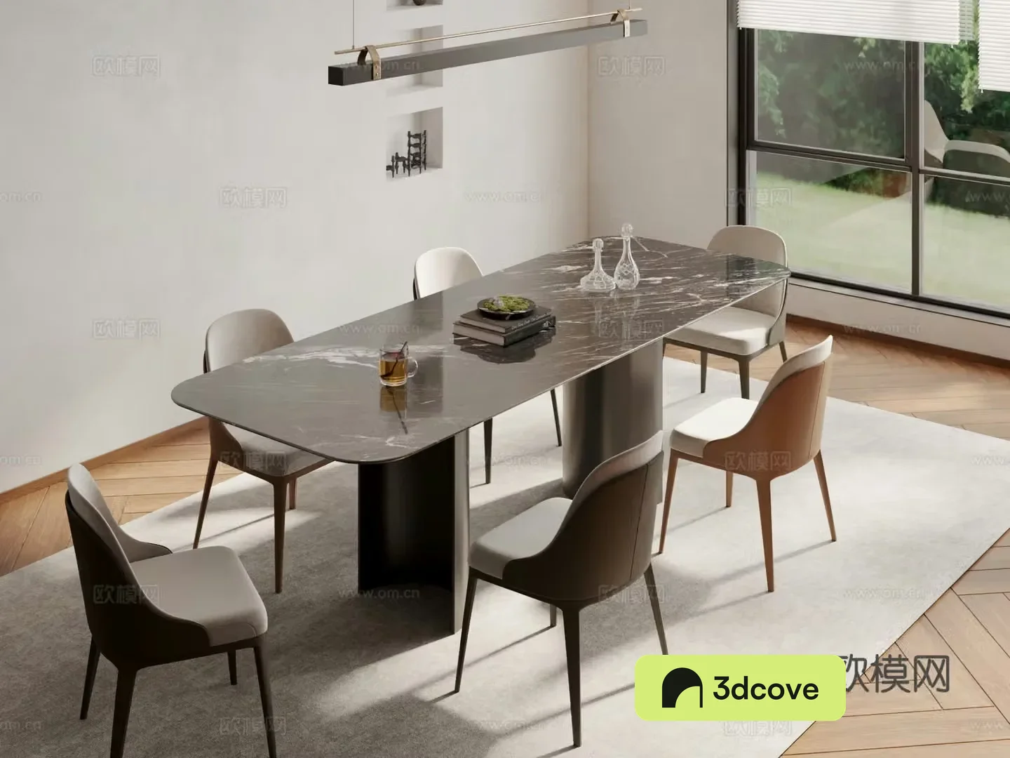 Modern slate dining table and chairs