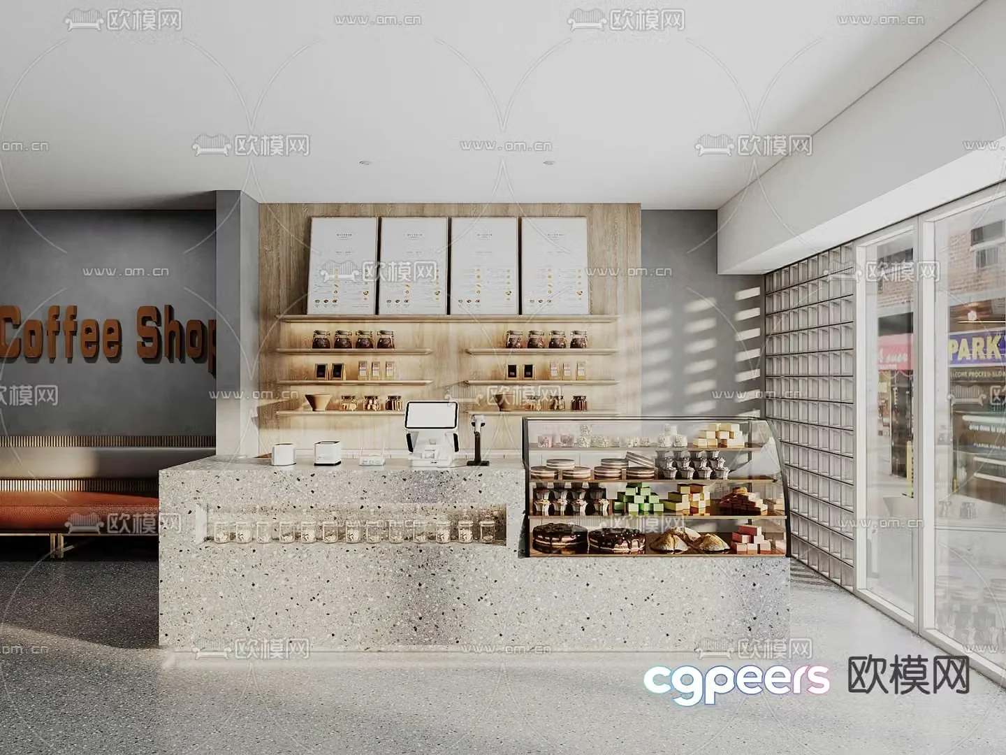Modern coffee shop coffee counter 3d model