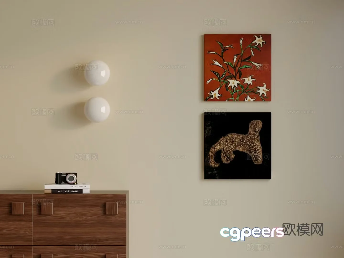 3D model of medieval style hanging painting combination