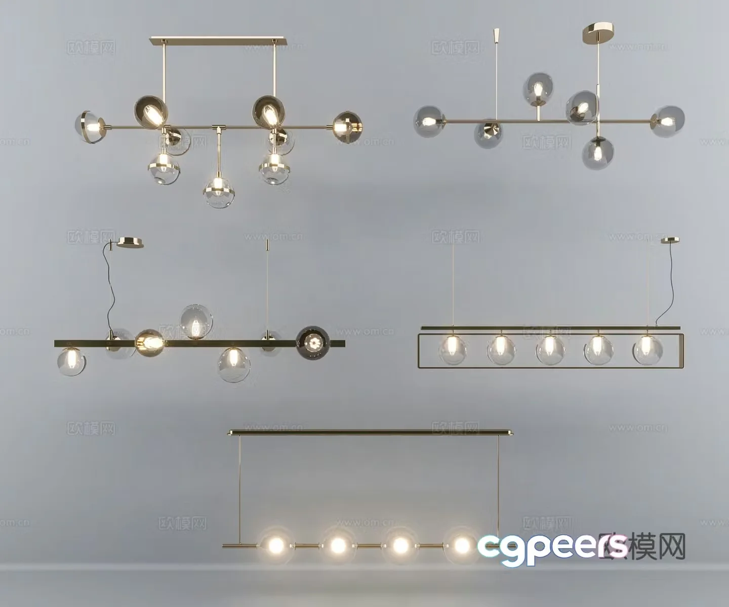 Modern Metal Glass Chandelier 3D Model