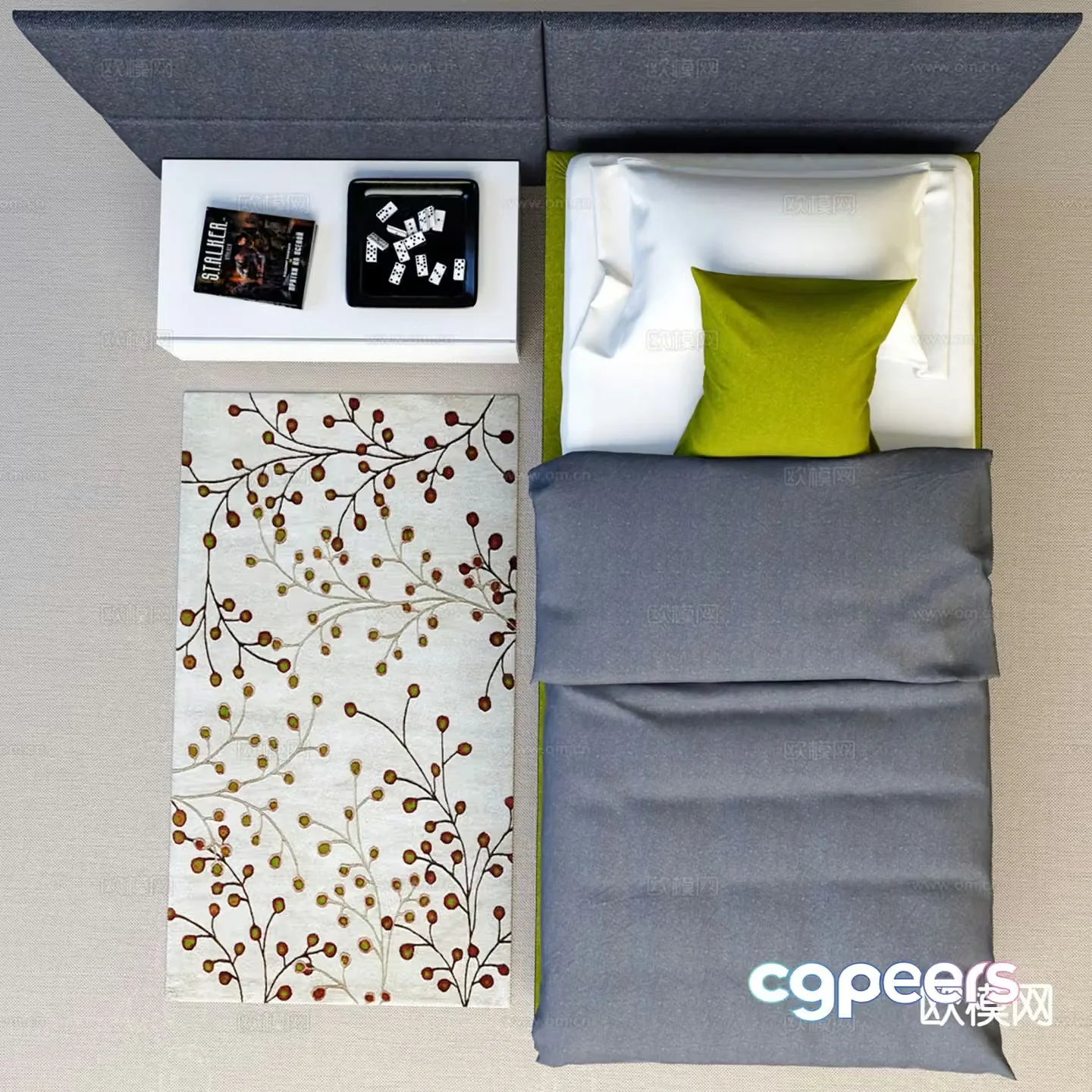 Modern single bed 3d model