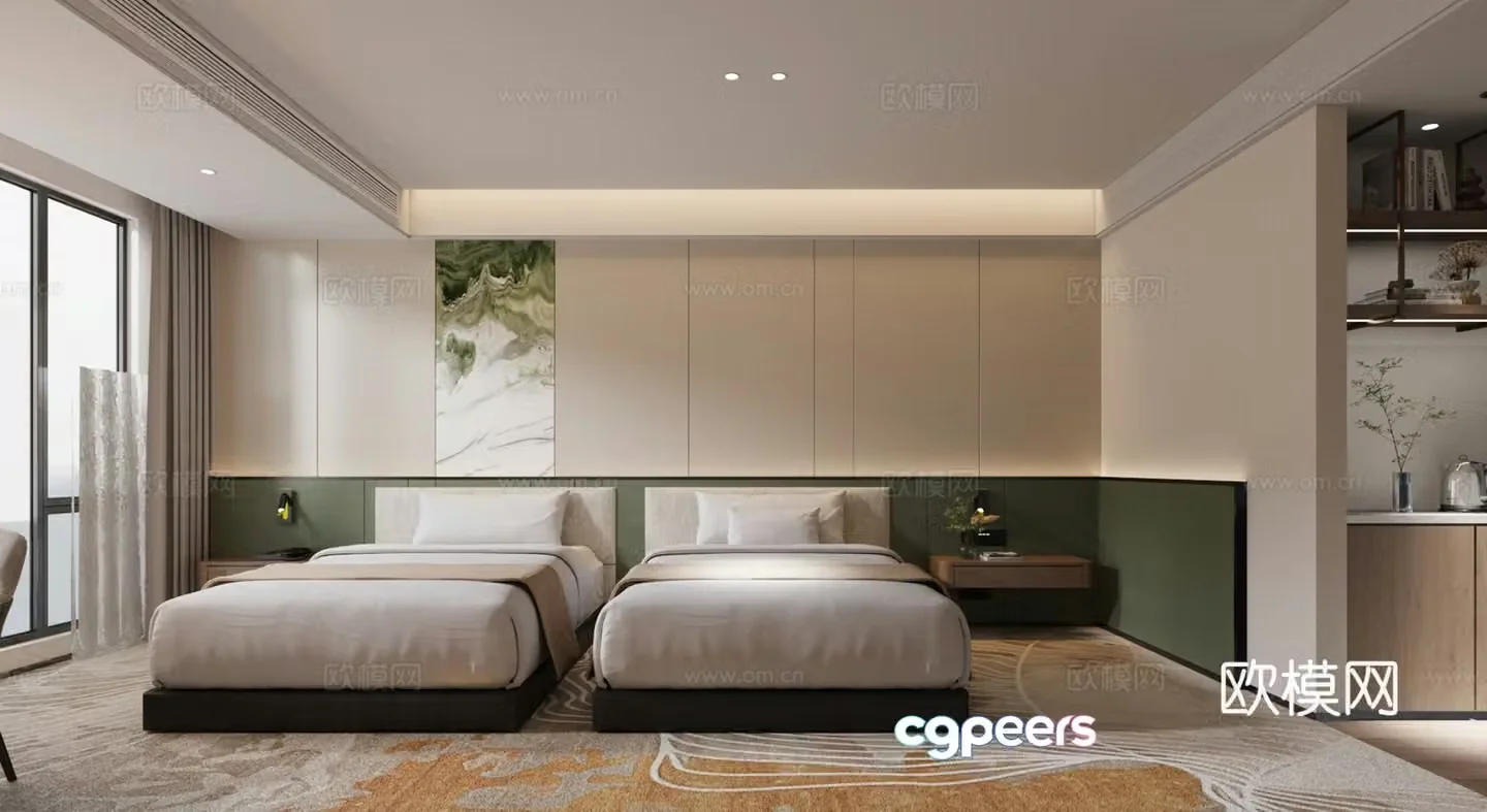 Wabisa Hotel Room Twin Room 3D Model