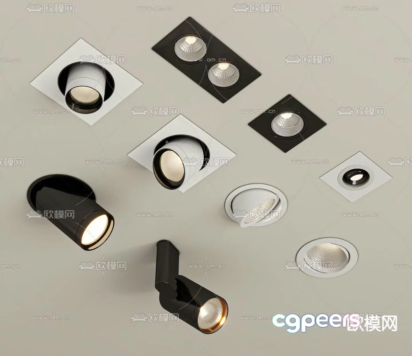 Surface-mounted downlight recessed wall light turn signal 3D model