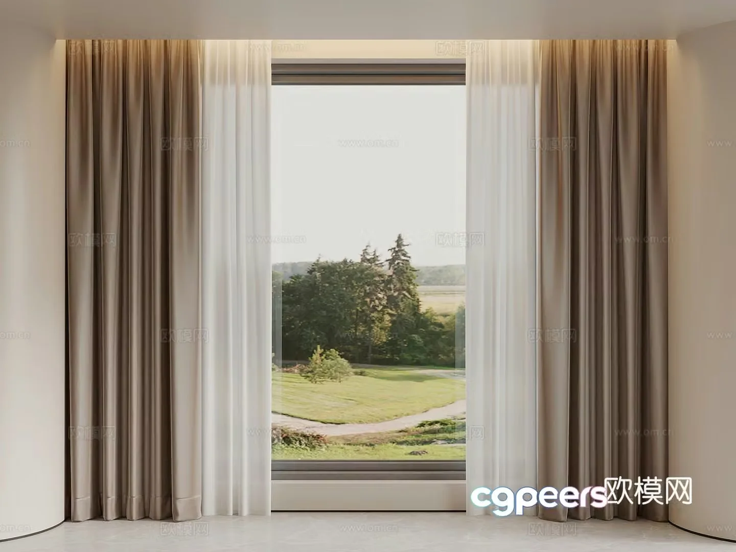 Curtains Modern Curtains Cloth Curtains Gauze Curtains Double Open Curtains 3D Model
