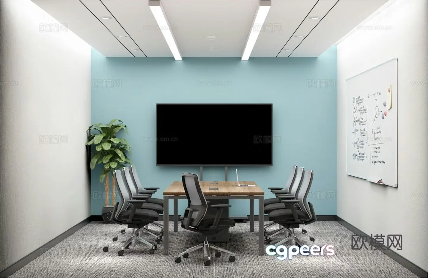 Modern small conference room negotiation room study seminar room reception room video conference room 3d model