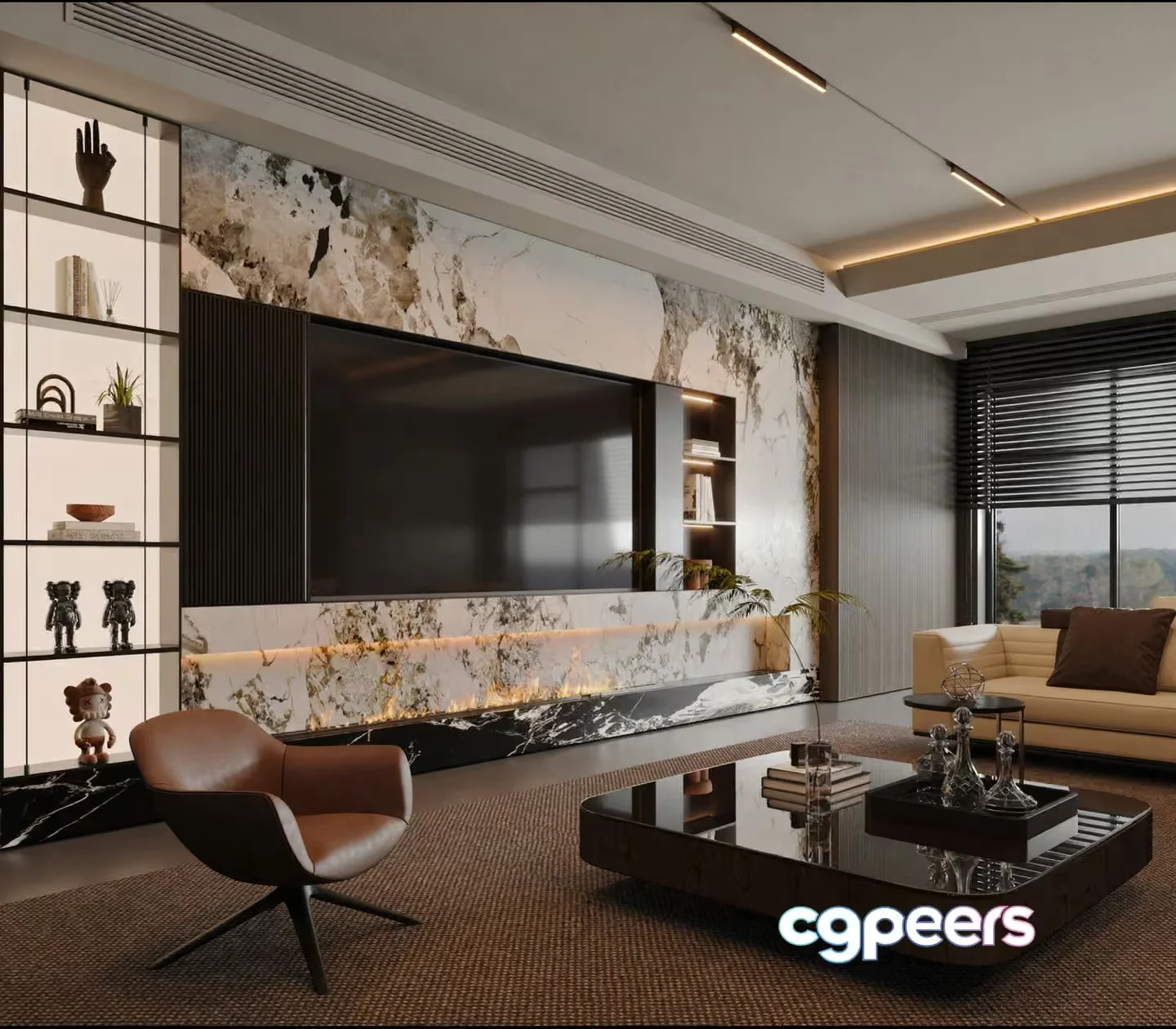 Modern Living Room 3D Model – 4775 – CORONA Render