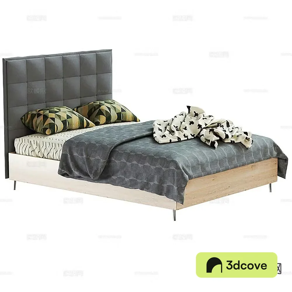 Modern double bed 3d model