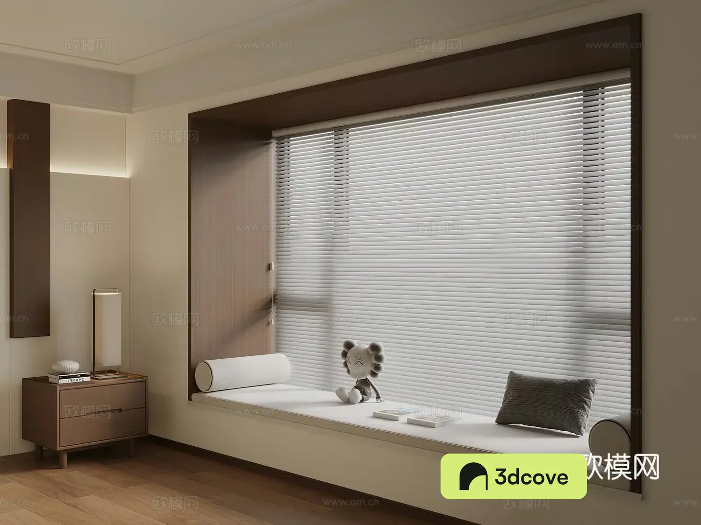 Modern Venetian blinds cushions pillows books ornaments roller blinds bay window cushions