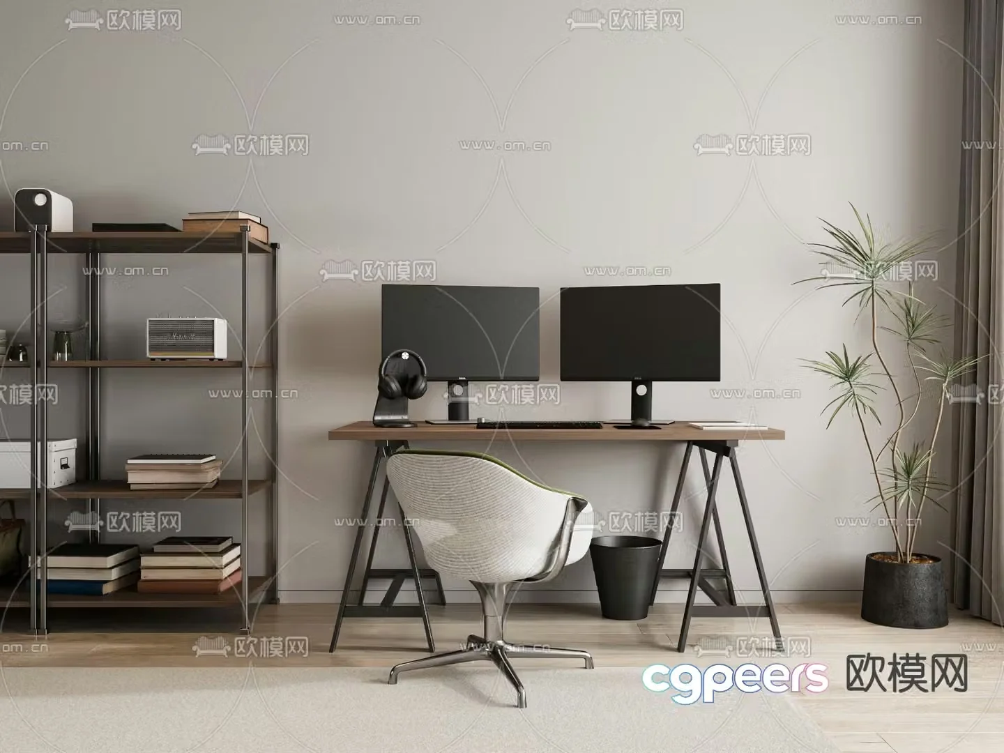 Modern desk computer desk study table 3d model