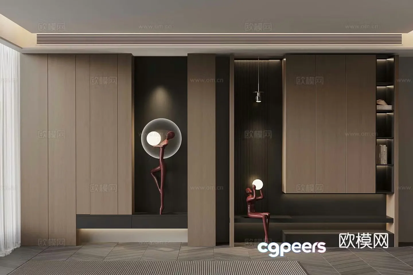 01 Modern Italian Entrance Cabinet_Gaoxing 3D Model