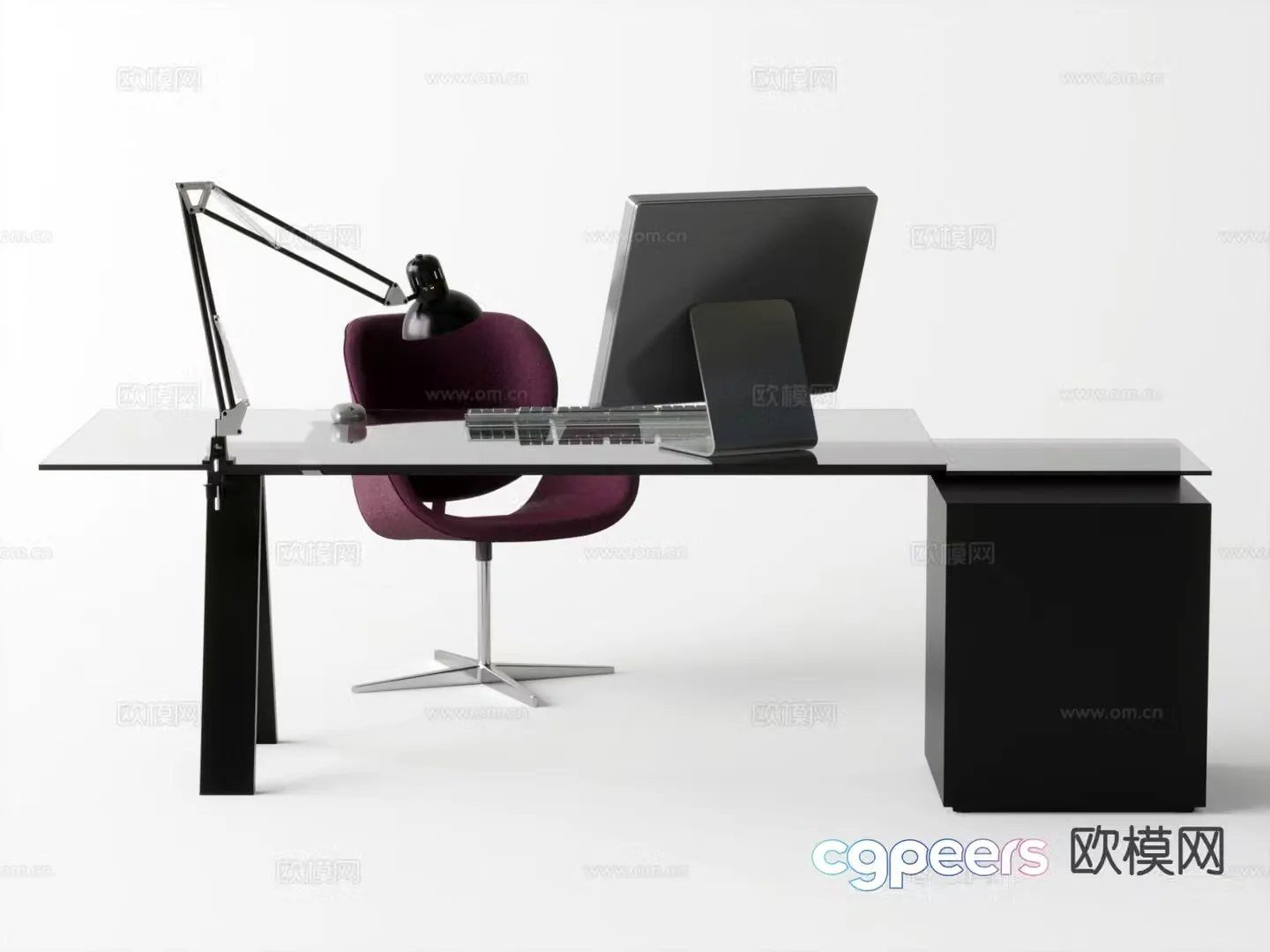 Modern office desk and chair 3d model