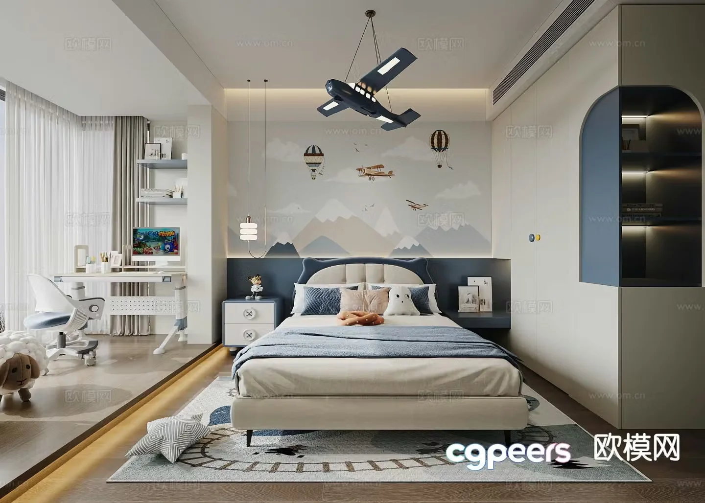 Modern boy’s room children’s room 3d model