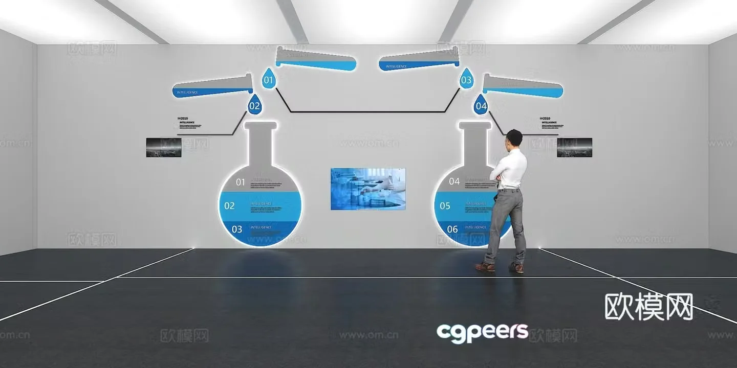 Cultural wall Chemistry culture wall Display wall Theme wall Exhibition hall Campus culture Corridor 3D model