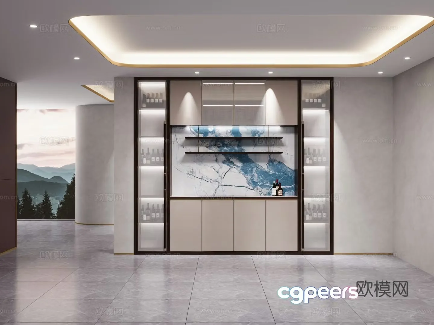 New Chinese wine cabinet decorative cabinet 3D model