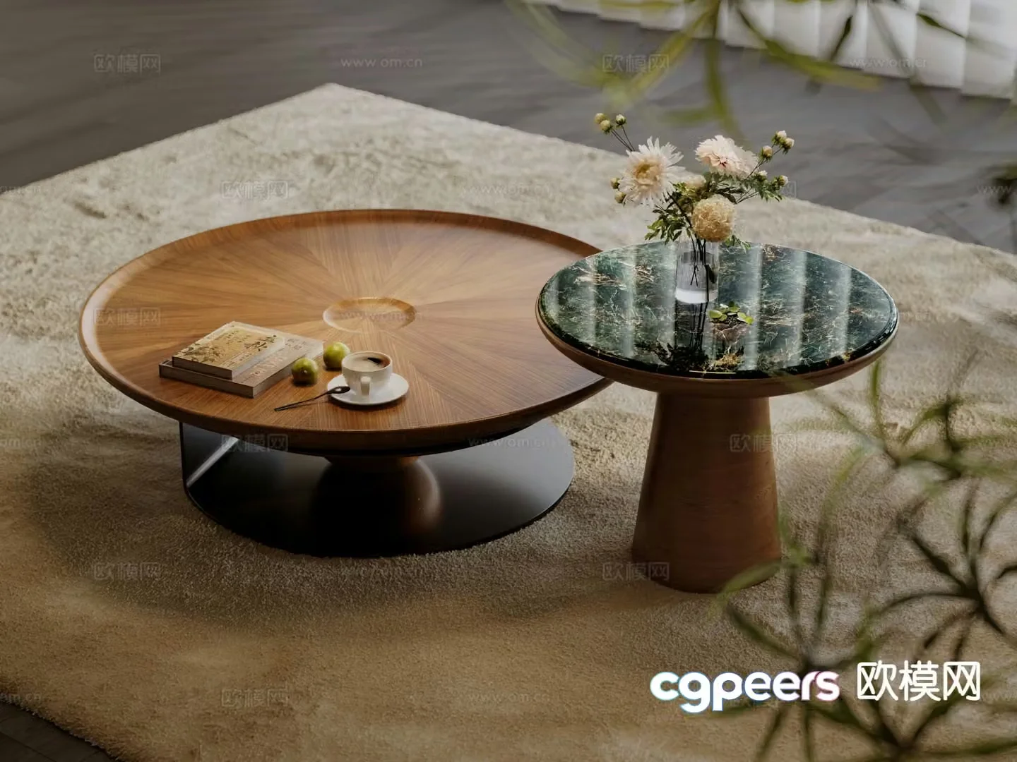 Modern double coffee table 3d model