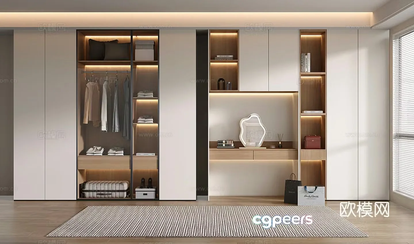 Modern wardrobe dressing table wardrobe integrated 3D model