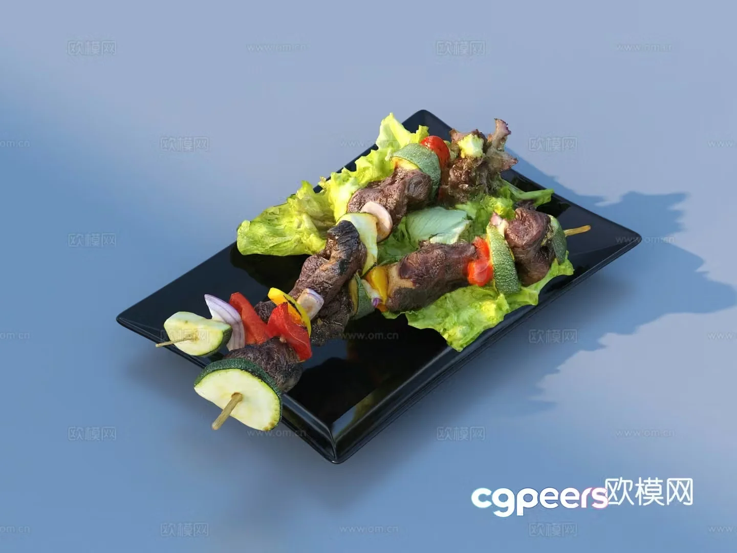 Barbecue meat slices food food food 3d model