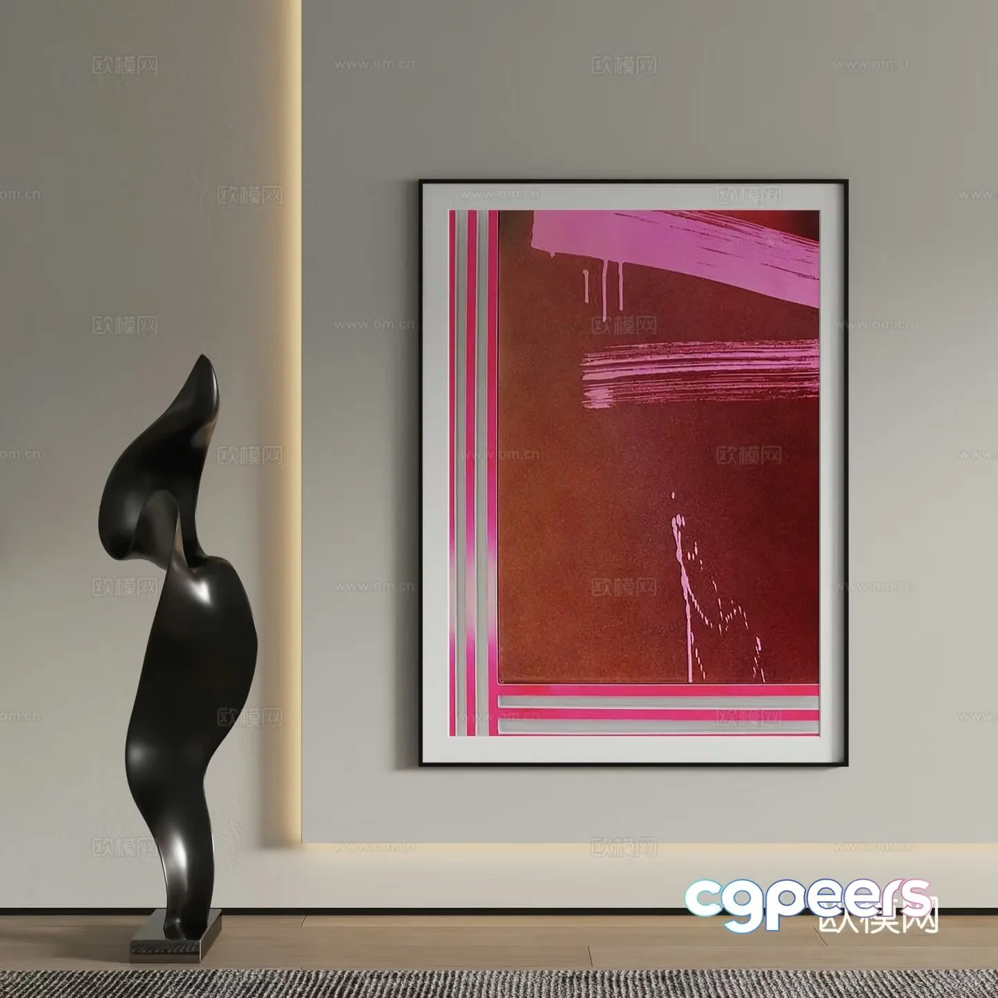Modern decorative painting abstract painting hanging painting 3d model