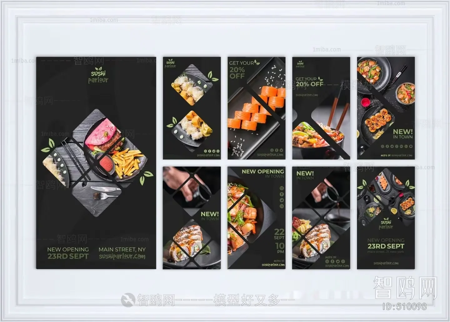A Poster For A Sushi Restaurant Featuring Various Dishes 3D Model – 18126 – VRAY Render