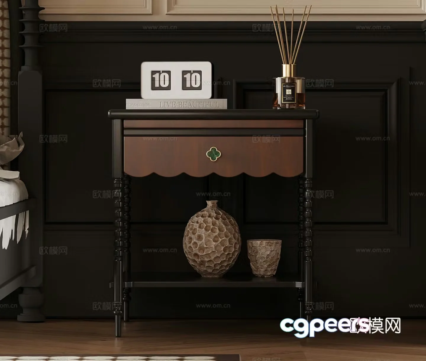 Bedside table French nightstand 3D model