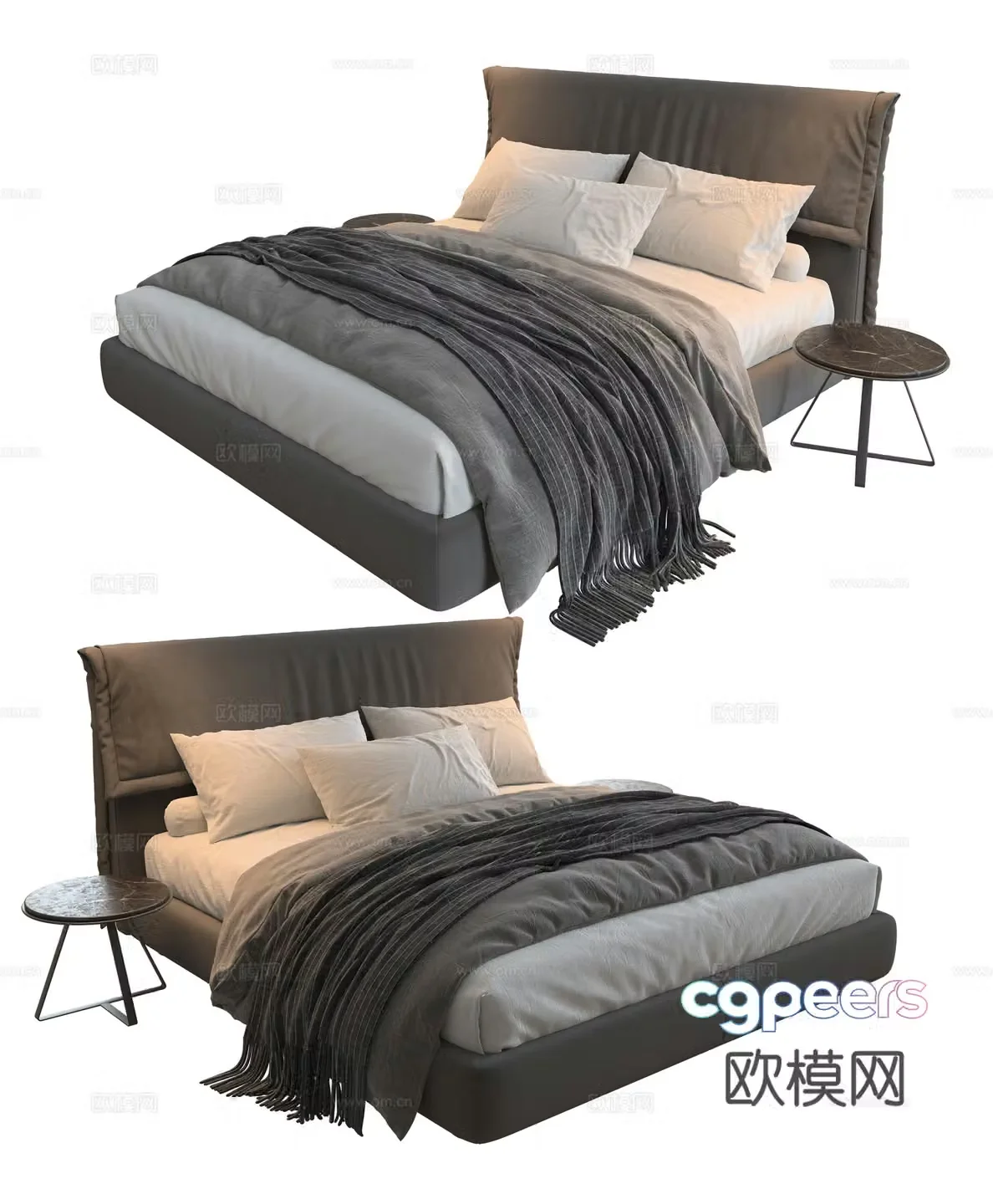 Modern double bed 3d model