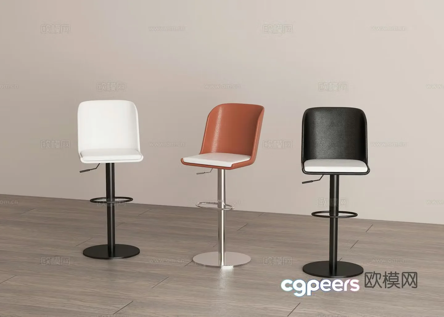 Modern simple bar stool combination 3D model