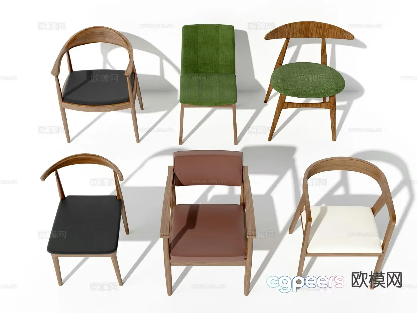 Nordic fabric chair dining chair 3d model