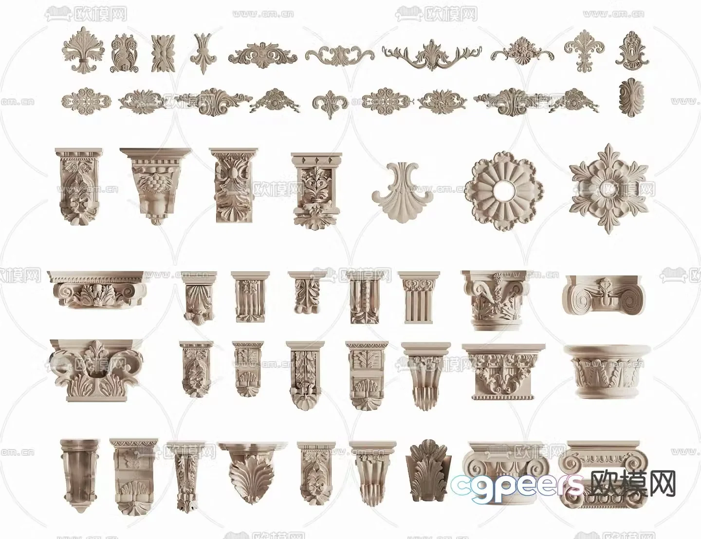 European carved components waistline stigma 3D model
