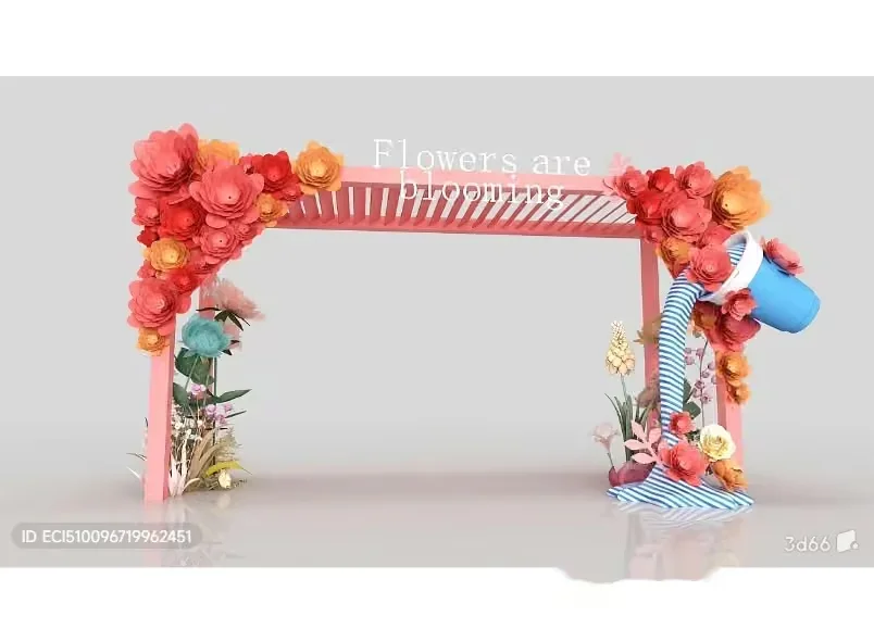 Pink Archway With Flowers 3D Model – 2512 – VRAY Render