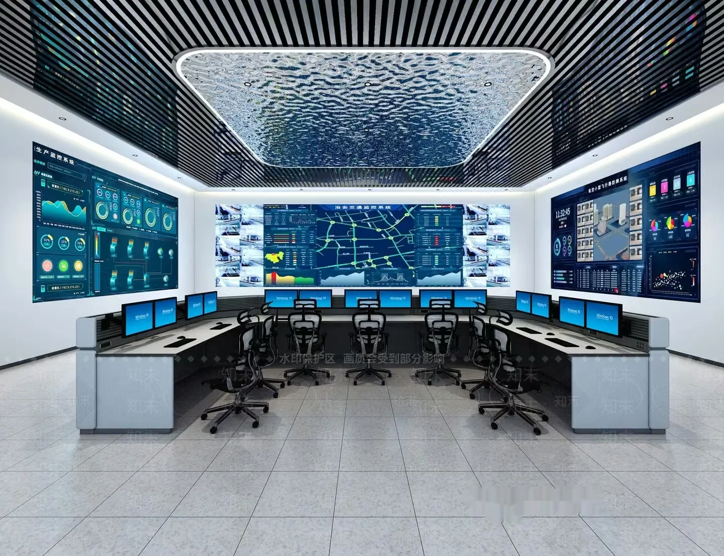 Control Room With A Large Screen 3D Model – 5787 – VRAY Render