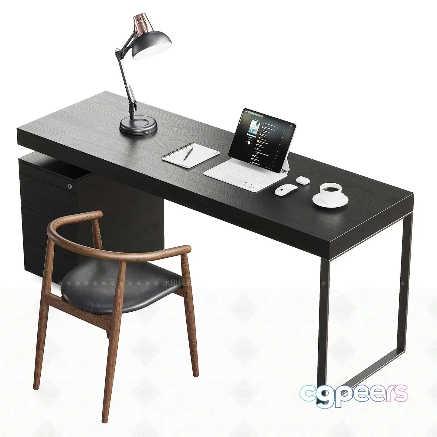 Modern Desk Setup 3D Model – 4982 – VRAY Render