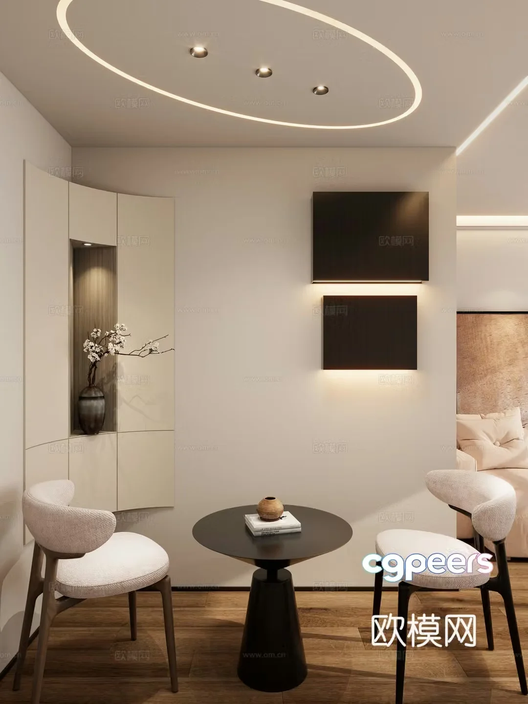Nordic Cream Style Arc Top Wall Light Arc Alcove Entrance End Scenery Mystery 3D Model