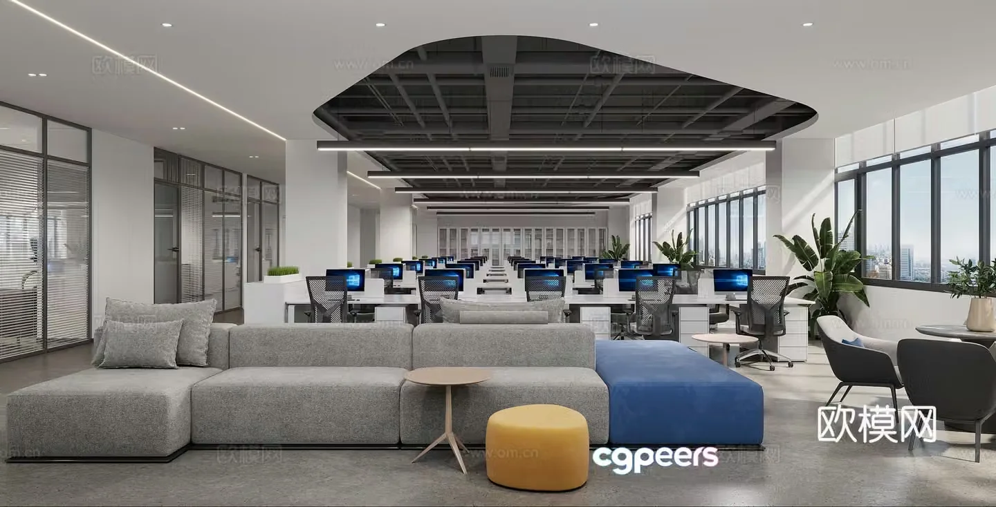 Modern open office area open office 3d model