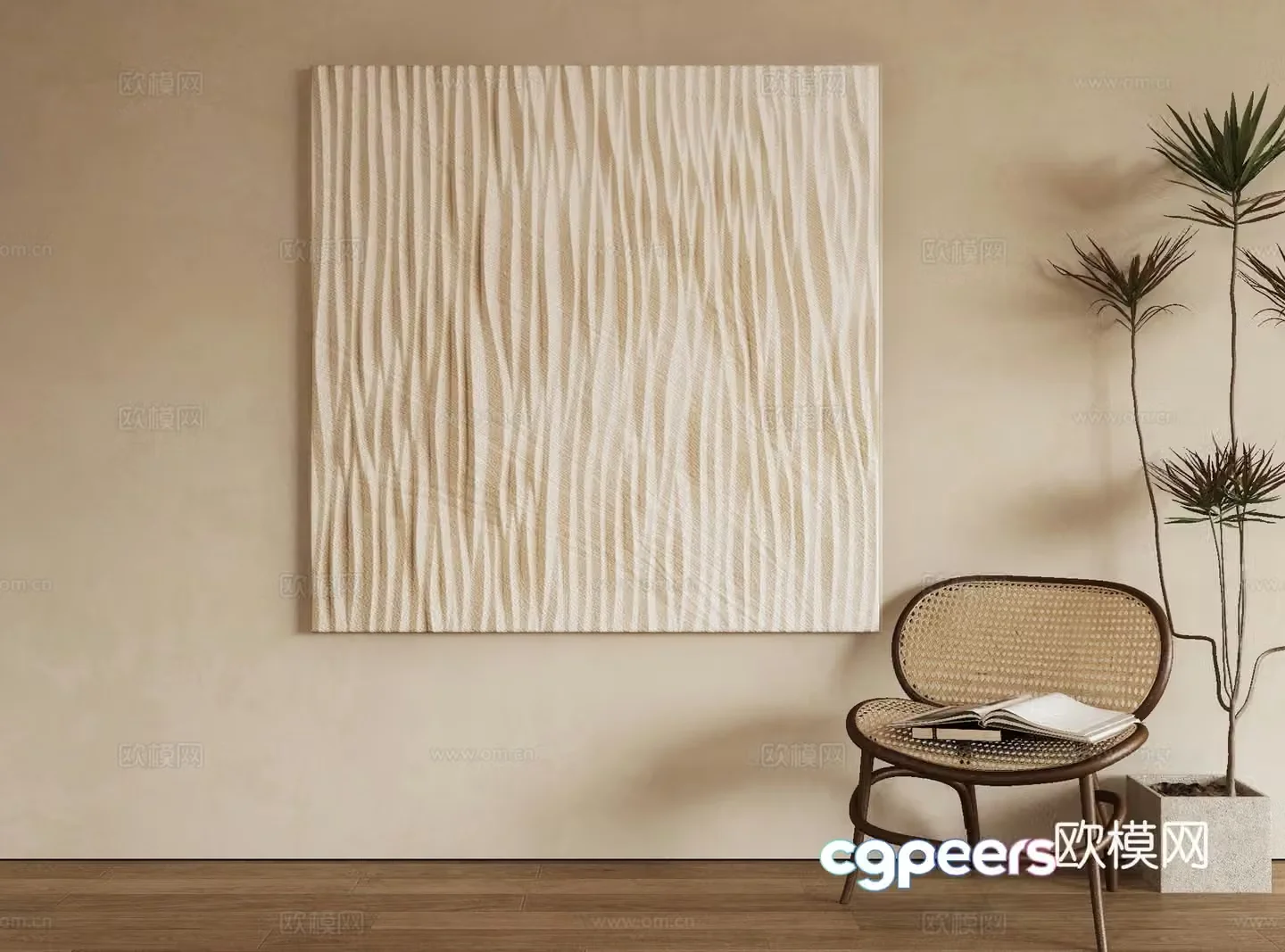 Modern decorative painting texture painting abstract painting 3d model