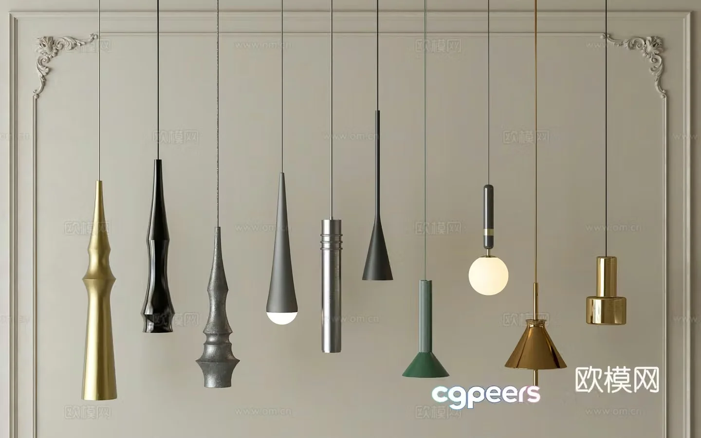 Modern simple chandelier Metal chandelier Small chandelier 3d model